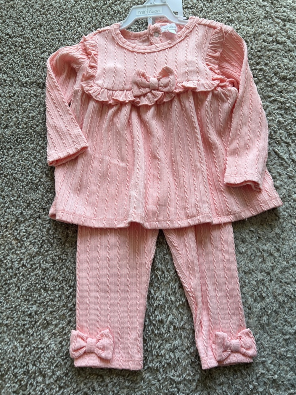 Mini Bean 2 piece Knit Set with Bow Headband
